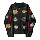 All Stars Marcia Graphic Leather Jacket - XL Black Leather