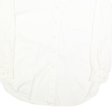 NAUTICA Mens White Plain Shirt L Cotton Blend Button Down Collar Long Sleeve