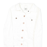 LEE Womens White Button Cotton Blend Denim Jacket XS Plain Classic Tailored