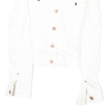 LEE Womens White Button Cotton Blend Denim Jacket XS Plain Classic Tailored