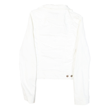 LEE Womens White Button Cotton Blend Denim Jacket XS Plain Classic Tailored