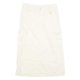 J GALT Womens White Cargo Midi Cotton Blend Skirt S Utility Style Pockets