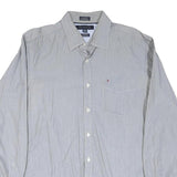 TOMMY HILFIGER Mens Blue & White Stripe Shirt M Classic Button Down Cotton Blend