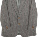 HARRIS TWEED Mens Brown Grey Wool Herringbone Tailored Jacket L Button Closure