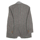 HARRIS TWEED Mens Brown Grey Wool Herringbone Tailored Jacket L Button Closure