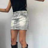 Only Mini Denim Skirt - 31W UK 12 Grey Cotton