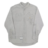 CARHARTT Mens White Cotton Blend Workwear Shirt L Long Sleeve Button Pockets