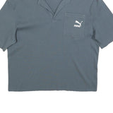 PUMA Womens Grey Short Sleeve Plain Polo Shirt S Cotton Blend Casual Crop Top