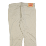LEVI'S Mens Cotton Beige Regular Straight Trousers W34 L34 Casual Zip Closure