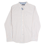 NAUTICA Mens White & Blue Checked Shirt L Long Sleeve Button Cotton Casual
