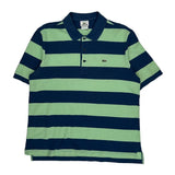 Lacoste Striped Polo Shirt - Large Blue Cotton