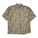 Bermuda Bay Floral Hawaiian Shirt - Large Brown Silk