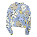 ZARA Womens Blue & Yellow Printed Shirt Long Sleeve Collared M Floral Crop Top
