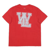 NIKE Mens Red L Graphic T-Shirt Short Sleeve Crew Neck Cotton Blend Casual