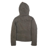 ALL SAINTS Womens Brown Cotton Blend Hooded Zip Jacket UK 10 Casual Stylish