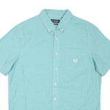 CHAPS Mens Blue Cotton Blend Shirt L Button-Down Collar Casual Short Sleeve