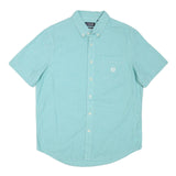 CHAPS Mens Blue Cotton Blend Shirt L Button-Down Collar Casual Short Sleeve
