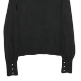 H&M Womens Black Plain Pullover Basic Knit Jumper S Decorative Buttons