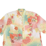 DEL MOD Womens Yellow & Green Floral Printed Shirt Short Sleeve Collared XL