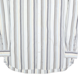 TOMMY HILFIGER Mens White & Beige Striped Shirt 2XL Cotton Blend Casual Long