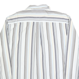 TOMMY HILFIGER Mens White & Beige Striped Shirt 2XL Cotton Blend Casual Long