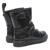 DR MARTENS Womens Leather Black Ankle Boots UK 4 Buckle Strap Stylish