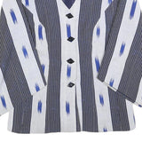 SILHOUETTE Womens Blue & White Button Jacket S Woven Stripe Pattern Bohemian