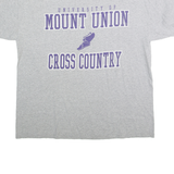 MOUNT UNION Mens Grey & Purple Cross Country Graphic T-Shirt L Short Sleeve Crew