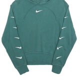 NIKE Womens Teal Hoodie S Cotton Blend Pullover Sweatshirt Nike Swoosh Logo