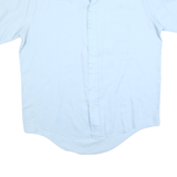 Mens Light Blue Cotton Plain Shirt L Short Sleeve Button Closure