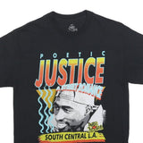 POETIC JUSTICE Mens Black Graphic T-Shirt M Short Sleeve Crew Neck Streetwear