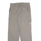 YUNHAI Mens Cotton Blend Beige Relaxed Cargo Trousers W32 L31 Casual Utility Zip