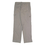 YUNHAI Mens Cotton Blend Beige Relaxed Cargo Trousers W32 L31 Casual Utility Zip