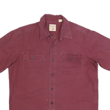 RED HEAD Mens Maroon Cotton Blend Short Sleeve Shirt L Button Pocket Casual
