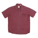 RED HEAD Mens Maroon Cotton Blend Short Sleeve Shirt L Button Pocket Casual