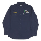 CARHARTT Mens Blue Workwear Shirt M Think Big Northwest Logo Brandon Embroidery