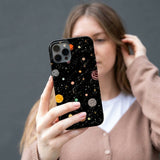 Black Galactic Glow iPhone 12 Mini Case - Lifestyle photo showing phone case in use