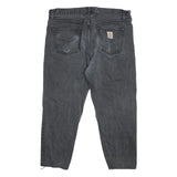 CARHARTT Mens Relaxed Black Cotton Blend Zip Trousers W35 L26 Workwear Style