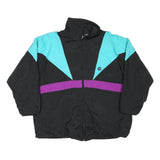 TRIKORA Mens Black & Turquoise Purple Zip Jacket 2XL Polyester Blend Colourblock