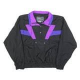 WHITE FIR Womens Black & Purple Zip Jacket L Polyester Plain Lightweight