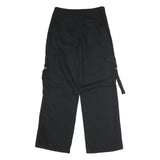 TINSEL TOWN Womens Black Cotton Blend Regular Wide-Leg Trousers W30 L32 Casual
