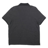 CALVIN KLEIN Mens Black Polo Shirt L Cotton Blend Short Sleeve Plain Casual