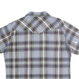 WRANGLER Mens Blue Check Shirt L Western Casual Cotton Short Sleeve