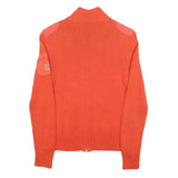 LAUREN RALPH LAUREN Womens Orange Patterned Zip Up Chunky Knit Jumper S Cotton