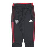 ADIDAS Mens Joggers Black & Red Regular Tapered S W25 L27 Manchester United Logo
