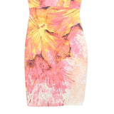 KAREN MILLEN Womens Pink & Yellow Floral Bodycon Polyester Dress UK 10
