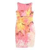 KAREN MILLEN Womens Pink & Yellow Floral Bodycon Polyester Dress UK 10