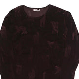 MAXIMA Womens Black Printed Long Sleeve Round Neck Cotton Blend Top L