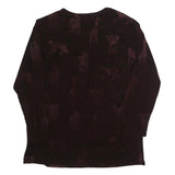 MAXIMA Womens Black Printed Long Sleeve Round Neck Cotton Blend Top L