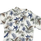 CAMPIA Mens White Green Blue Leaf Print Rayon Shirt XL Summer Casual Holiday